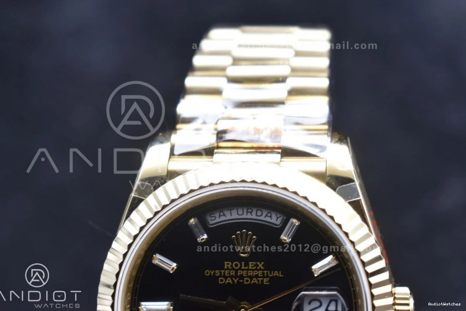 A2836 DayDate Tungsten Bracelet GMF Original 701 V RG President On Steel 904L Black Markers Weighted 40 with Dial Crystal 1220